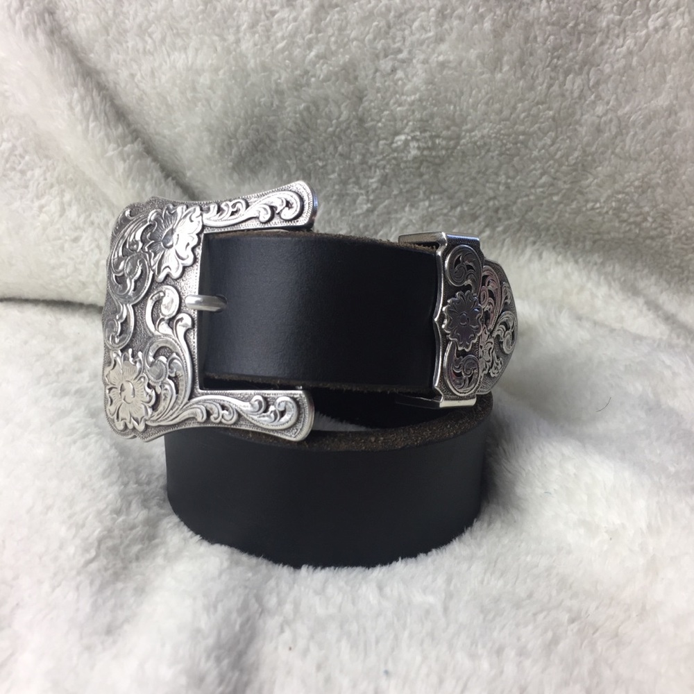 Nocona Genuine Leather Silver Buckle Belt